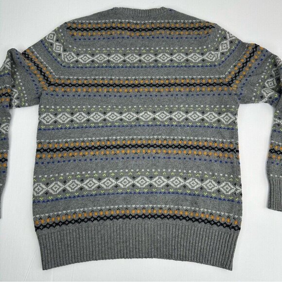 American Eagle Men’s Gray Fair Isle Crew Neck Coastal Grandpa Knit Sweater M/C40 - Picture 4 of 10